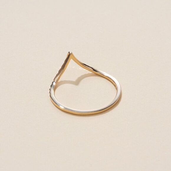14K Solid Gold V Shape Ladies DC Band | Minimalist Jewelry by Tehrani Jewelry - Picture 4 of 4
